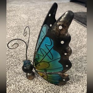 Glass Mosaic Butterfly With Solar - 10.5” Tall